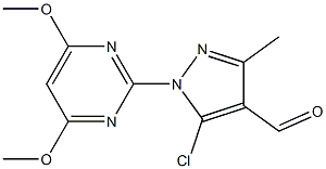 5-chloro-1-(4,6-dimethoxypyrimidin-2-yl)-3-methyl-1H-pyrazole-4-carbaldehyde Struktur