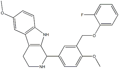 1-{3-[(2-fluorophenoxy)methyl]-4-methoxyphenyl}-6-methoxy-2,3,4,9-tetrahydro-1H-beta-carboline Struktur