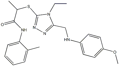 2-({4-ethyl-5-[(4-methoxyanilino)methyl]-4H-1,2,4-triazol-3-yl}sulfanyl)-N-(2-methylphenyl)propanamide Struktur