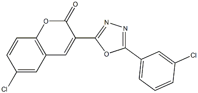 6-chloro-3-[5-(3-chlorophenyl)-1,3,4-oxadiazol-2-yl]-2H-chromen-2-one Struktur