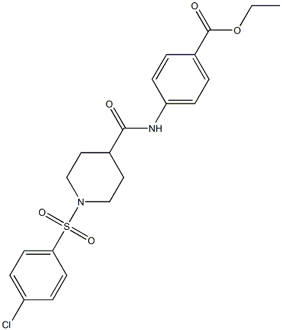 ethyl 4-[({1-[(4-chlorophenyl)sulfonyl]-4-piperidinyl}carbonyl)amino]benzoate Struktur