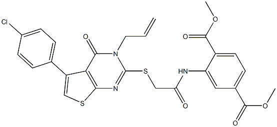 dimethyl 2-[({[3-allyl-5-(4-chlorophenyl)-4-oxo-3,4-dihydrothieno[2,3-d]pyrimidin-2-yl]sulfanyl}acetyl)amino]terephthalate Struktur