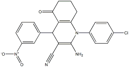 2-amino-1-(4-chlorophenyl)-4-{3-nitrophenyl}-5-oxo-1,4,5,6,7,8-hexahydroquinoline-3-carbonitrile Struktur