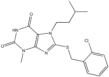 8-[(2-chlorobenzyl)sulfanyl]-7-isopentyl-3-methyl-3,7-dihydro-1H-purine-2,6-dione Struktur