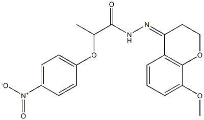 2-{4-nitrophenoxy}-N'-(8-methoxy-2,3-dihydro-4H-chromen-4-ylidene)propanohydrazide Struktur