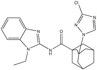 3-(3-chloro-1H-1,2,4-triazol-1-yl)-N-(1-ethyl-1H-benzimidazol-2-yl)-1-adamantanecarboxamide Struktur