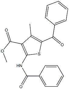 methyl 5-benzoyl-2-(benzoylamino)-4-methyl-3-thiophenecarboxylate Struktur