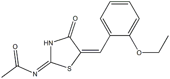 N-[5-(2-ethoxybenzylidene)-4-oxo-1,3-thiazolidin-2-ylidene]acetamide Struktur