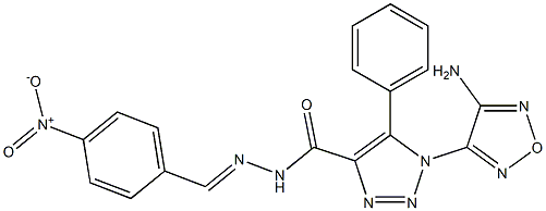 1-(4-amino-1,2,5-oxadiazol-3-yl)-N'-{4-nitrobenzylidene}-5-phenyl-1H-1,2,3-triazole-4-carbohydrazide Struktur