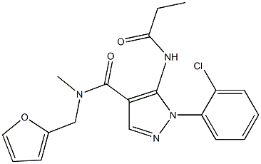 1-(2-chlorophenyl)-N-(2-furylmethyl)-N-methyl-5-(propionylamino)-1H-pyrazole-4-carboxamide Struktur