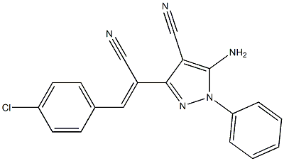 5-amino-3-[2-(4-chlorophenyl)-1-cyanovinyl]-1-phenyl-1H-pyrazole-4-carbonitrile Struktur