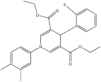 diethyl 1-(3,4-dimethylphenyl)-4-(2-fluorophenyl)-1,4-dihydro-3,5-pyridinedicarboxylate Struktur