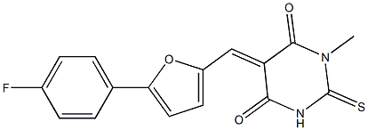 5-{[5-(4-fluorophenyl)-2-furyl]methylene}-1-methyl-2-thioxodihydro-4,6(1H,5H)-pyrimidinedione Struktur