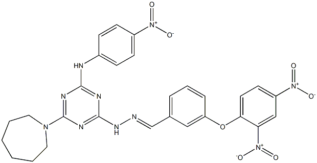 3-{2,4-bisnitrophenoxy}benzaldehyde (4-(1-azepanyl)-6-{4-nitroanilino}-1,3,5-triazin-2-yl)hydrazone Struktur