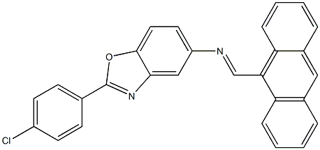 N-(9-anthrylmethylene)-N-[2-(4-chlorophenyl)-1,3-benzoxazol-5-yl]amine Struktur