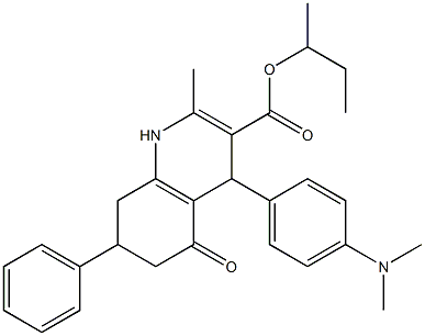 sec-butyl 4-[4-(dimethylamino)phenyl]-2-methyl-5-oxo-7-phenyl-1,4,5,6,7,8-hexahydro-3-quinolinecarboxylate Struktur