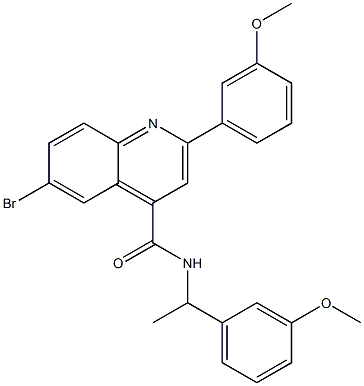 6-bromo-2-(3-methoxyphenyl)-N-[1-(3-methoxyphenyl)ethyl]-4-quinolinecarboxamide Struktur