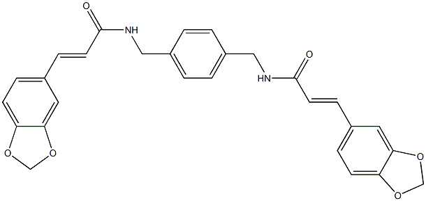 3-(1,3-benzodioxol-5-yl)-N-[4-({[3-(1,3-benzodioxol-5-yl)acryloyl]amino}methyl)benzyl]acrylamide Struktur