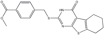 methyl 4-{[(4-oxo-3,4,5,6,7,8-hexahydro[1]benzothieno[2,3-d]pyrimidin-2-yl)sulfanyl]methyl}benzoate Struktur