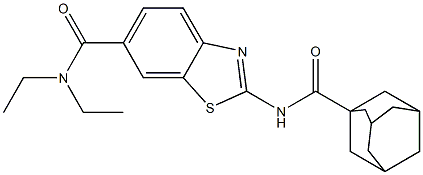 2-[(1-adamantylcarbonyl)amino]-N,N-diethyl-1,3-benzothiazole-6-carboxamide Struktur