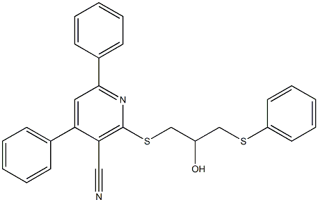 2-{[2-hydroxy-3-(phenylsulfanyl)propyl]sulfanyl}-4,6-diphenylnicotinonitrile Struktur