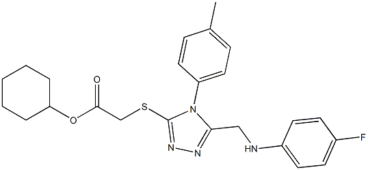 cyclohexyl {[5-[(4-fluoroanilino)methyl]-4-(4-methylphenyl)-4H-1,2,4-triazol-3-yl]sulfanyl}acetate Struktur