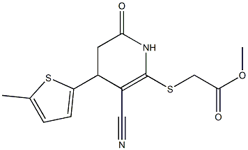 methyl {[3-cyano-4-(5-methyl-2-thienyl)-6-oxo-1,4,5,6-tetrahydro-2-pyridinyl]sulfanyl}acetate Struktur