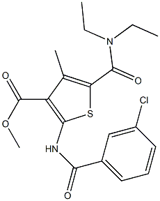 methyl 2-{[(3-chlorophenyl)carbonyl]amino}-5-[(diethylamino)carbonyl]-4-methylthiophene-3-carboxylate Struktur