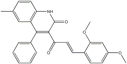 3-[3-(2,4-dimethoxyphenyl)acryloyl]-6-methyl-4-phenyl-2(1H)-quinolinone Struktur