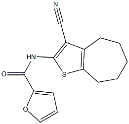 N-(3-cyano-5,6,7,8-tetrahydro-4H-cyclohepta[b]thien-2-yl)-2-furamide Struktur