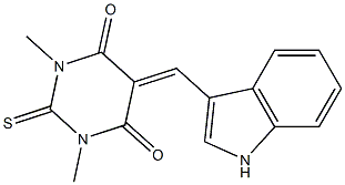 5-(1H-indol-3-ylmethylene)-1,3-dimethyl-2-thioxodihydro-4,6(1H,5H)-pyrimidinedione Struktur