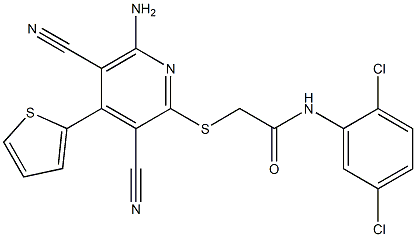 2-{[6-amino-3,5-dicyano-4-(2-thienyl)-2-pyridinyl]sulfanyl}-N-(2,5-dichlorophenyl)acetamide Struktur