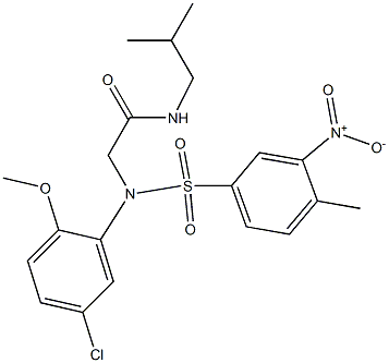 2-[[5-chloro-2-(methyloxy)phenyl]({3-nitro-4-methylphenyl}sulfonyl)amino]-N-(2-methylpropyl)acetamide Struktur