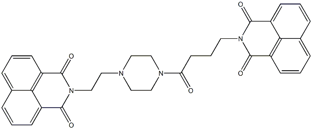 2-(2-{4-[4-(1,3-dioxo-1H-benzo[de]isoquinolin-2(3H)-yl)butanoyl]-1-piperazinyl}ethyl)-1H-benzo[de]isoquinoline-1,3(2H)-dione Struktur