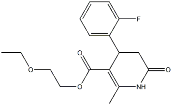 2-ethoxyethyl 4-(2-fluorophenyl)-2-methyl-6-oxo-1,4,5,6-tetrahydro-3-pyridinecarboxylate Struktur