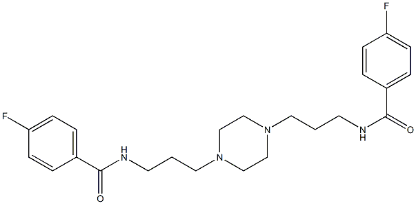 4-fluoro-N-[3-(4-{3-[(4-fluorobenzoyl)amino]propyl}-1-piperazinyl)propyl]benzamide Struktur