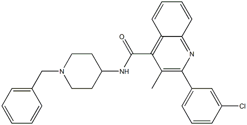 N-(1-benzyl-4-piperidinyl)-2-(3-chlorophenyl)-3-methyl-4-quinolinecarboxamide Struktur