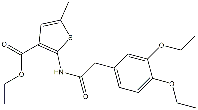 ethyl 2-{[(3,4-diethoxyphenyl)acetyl]amino}-5-methyl-3-thiophenecarboxylate Struktur