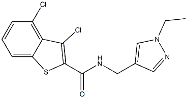 3,4-dichloro-N-[(1-ethyl-1H-pyrazol-4-yl)methyl]-1-benzothiophene-2-carboxamide Struktur