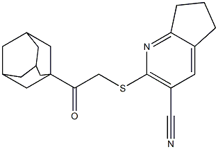 2-{[2-(1-adamantyl)-2-oxoethyl]sulfanyl}-6,7-dihydro-5H-cyclopenta[b]pyridine-3-carbonitrile Struktur