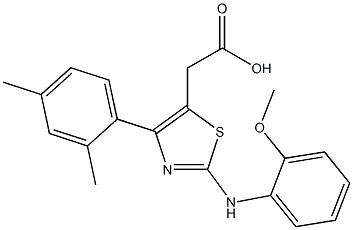 [4-(2,4-dimethylphenyl)-2-(2-methoxyanilino)-1,3-thiazol-5-yl]acetic acid Struktur