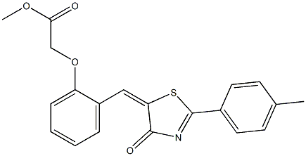 methyl {2-[(2-(4-methylphenyl)-4-oxo-1,3-thiazol-5(4H)-ylidene)methyl]phenoxy}acetate Struktur