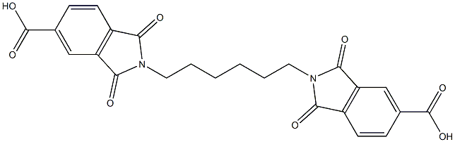 2-[6-(5-carboxy-1,3-dioxo-1,3-dihydro-2H-isoindol-2-yl)hexyl]-1,3-dioxo-5-isoindolinecarboxylic acid Struktur