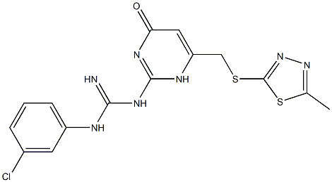 N-(3-chlorophenyl)-N'-(6-{[(5-methyl-1,3,4-thiadiazol-2-yl)thio]methyl}-4-oxo-1,4-dihydro-2-pyrimidinyl)guanidine Struktur