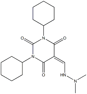 1,3-dicyclohexyl-5-[(2,2-dimethylhydrazino)methylene]pyrimidine-2,4,6(1H,3H,5H)-trione Struktur