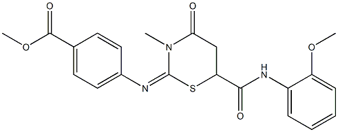 methyl 4-({6-[(2-methoxyanilino)carbonyl]-3-methyl-4-oxo-1,3-thiazinan-2-ylidene}amino)benzoate Struktur