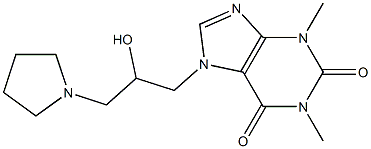 7-[2-hydroxy-3-(1-pyrrolidinyl)propyl]-1,3-dimethyl-3,7-dihydro-1H-purine-2,6-dione Struktur