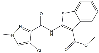 methyl 2-{[(4-chloro-1-methyl-1H-pyrazol-3-yl)carbonyl]amino}-1-benzothiophene-3-carboxylate Struktur