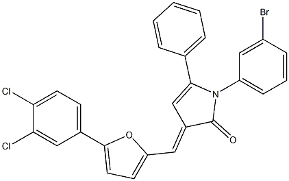 1-(3-bromophenyl)-3-{[5-(3,4-dichlorophenyl)-2-furyl]methylene}-5-phenyl-1,3-dihydro-2H-pyrrol-2-one Struktur