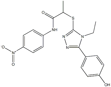 2-{[4-ethyl-5-(4-hydroxyphenyl)-4H-1,2,4-triazol-3-yl]sulfanyl}-N-{4-nitrophenyl}propanamide Struktur